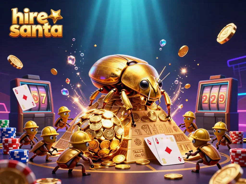 Hire Santa with festive casino elements in a vibrant, detailed scene.